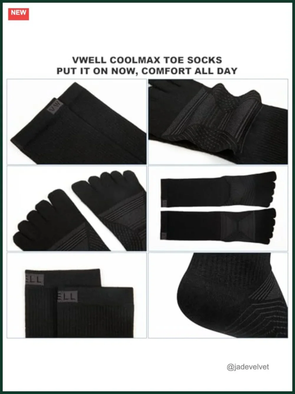 Coolmax Mid-Calf Toe Socks for Running Athletic Breathable Quick Dry 3 Pairs